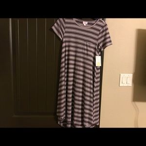 Purple and white striped Carly Lularoe